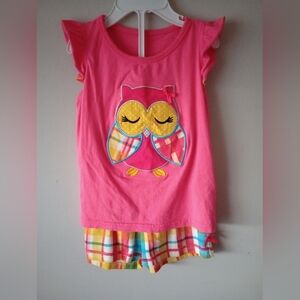 Pink Owl Graphic Top and Shorts Set 3/4 Toddler Girl Girls 3/4
